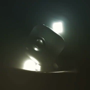 Glass cube spinning in fog 1